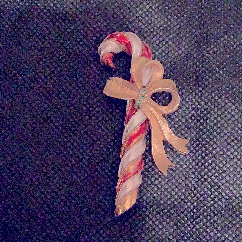 Vintage Candy Cane Brooch Signed Myles